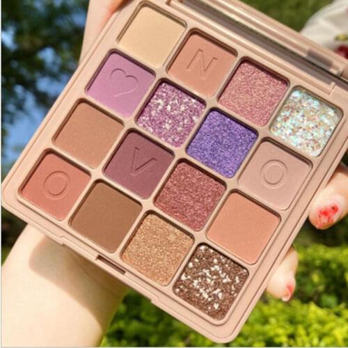 16 Colors Eyeshadow Palette Pearlescent Matte Makeup Waterproof and Non-smudged Non-flying Powder Eye Shadow Eye Makeup 1Pcs