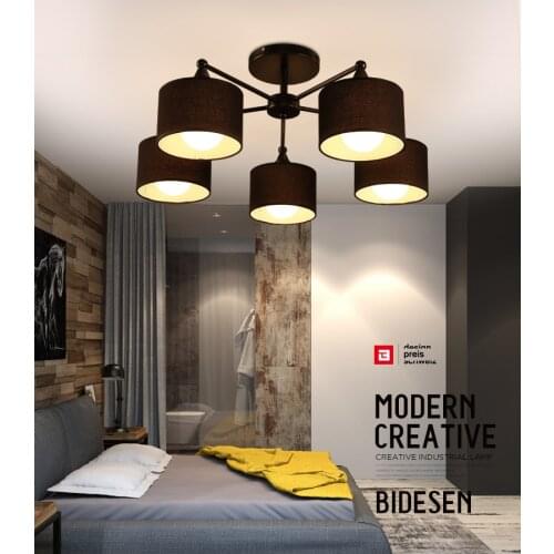 3 / 5 / 8 Head Mordern Black /White Color Living Room Ceiling Light Cloth Restaurant Decoration Lamp AC90-260V Free Shipping