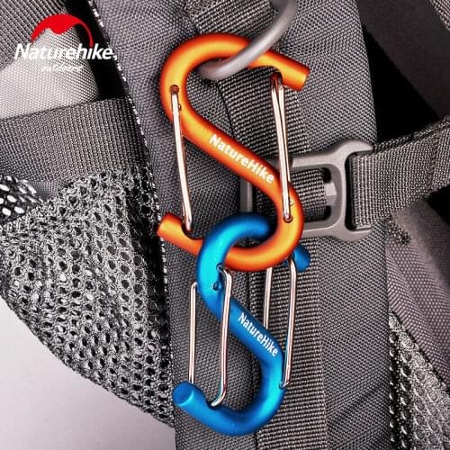 3pc New 6cm Aluminium Alloy Double Gated S-Shape Carabiner Clip Hook Keyring Buckle