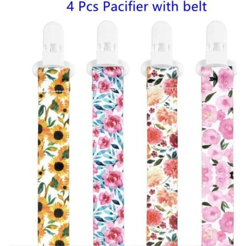 4 Pcs/bag Pacifier Anti-drop Belt Cute Printed Pacifier Clip Safety Integrated Duckbill Clip Belt Jewelry Pacifier Clips Tool