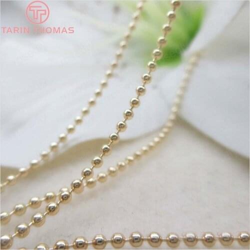 2 Meters 1.5MM 24K Gold Color Plated Brass Ball Chains Beads Chains Necklace Chains High Quality Jewelry Accessories