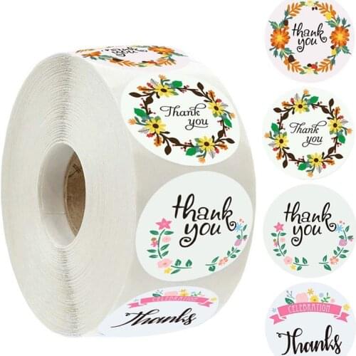 500Pcs/Roll 25mm Round Gifts Sealing Stickers Thank You Design DIY Scrapbook Stickers Festival Birthday Party Gifts Decor Labels