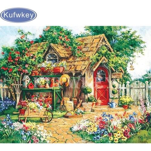 5D DIY Diamond Painting Flowers Home Decor Full Drill Square Picture Of Rhinestone Mosaic Diamond Embroidery Flower,House,Garden