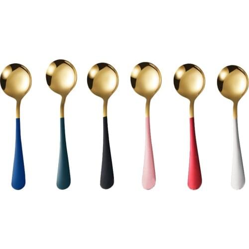 6Pcs/set Fashion Spoon Cute Dessert Spoons Mini Coffee 304 Stainless Steel Ice Cream Spoon Creative Metal Tableware