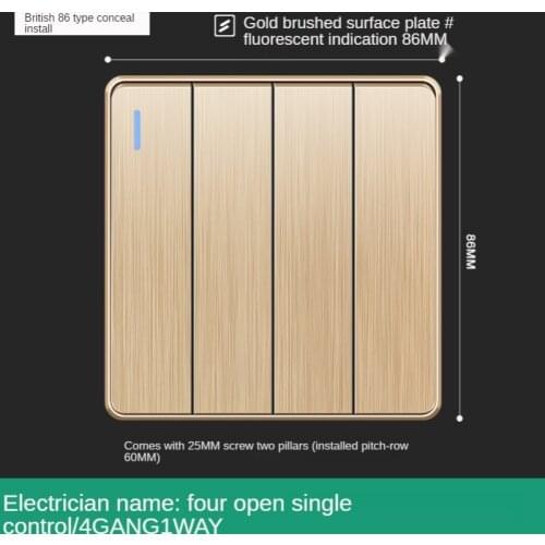 86*86mm 1-4gang 1way Switch Panel,Champagne Surface Plates,Multiperture Socket,Outlet USB plug,Luxury switches,Bedroom Switch
