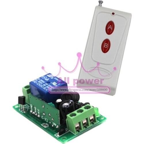 DC12V 1CH wireless RF Remote Control Switch 2Keys Transmitter+ Receiver with Cover For Garage Door