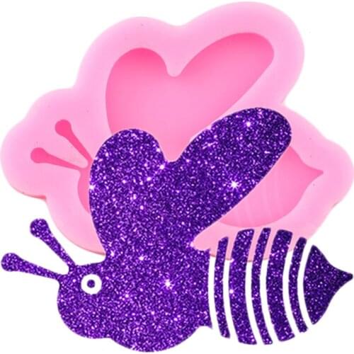 Shiny Glossy Bee Insect Keychain Molds DIY Craft Resin Epoxy Silicone Molds Jewelry Making Necklace Pendant Polymer Clay Mould