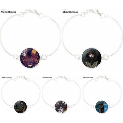 Jewelry Bracelet Bangle With Silver Plated Glass Cabochon Bracelet Bangle For Girls Gifts Creepy Pasta Ticci Toby Jeff And Jane