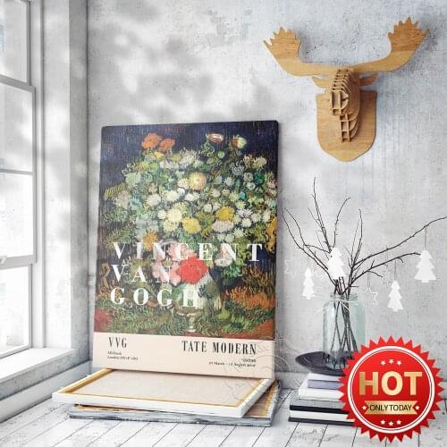 Bouquet of Flowers in a Vase Exhibition Museum Poster, High Quality, Van Gogh Still Life Print, Van Gogh Poster, Tate Modern
