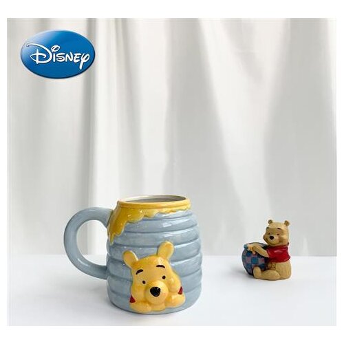 Disney Pooh Bear Water Cup Cute Cartoon Small Fresh Bee Jar Honeycomb Cup Ceramic Mug Drinking Cup