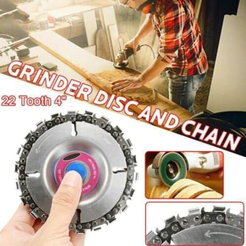 Dreamburgh 4 Inch Grinder Disc and Chain 22 Tooth Wood Carving Chain Set for 100/115 Angle Grinders Woodworking Saw Hand Tools