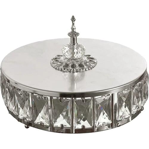 European Crystal Metal Storage Tray Dotted Fruit Plate Freezing Jewelry Display Rotary Candy Decor Tray Mirror