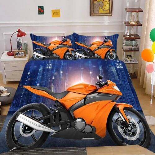 Fanaijia Motorcycle Bedding Set king size Kids Duvet Cover Set with Pillowcase Quilt Cover Comforter Sets Bed Duvets
