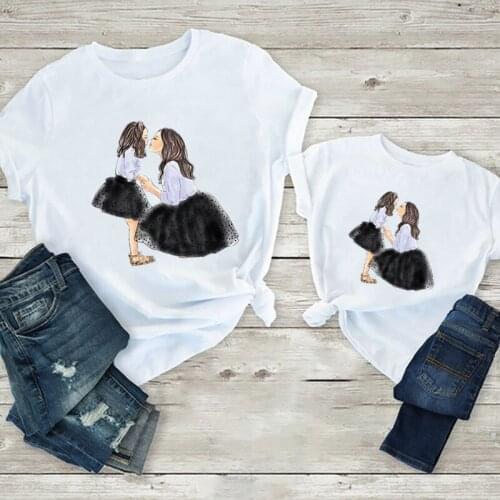Queen And Princess Print Family Matching Tshirts Summer Short Sleeve Family Look T-shirts Mother And Daughter Fashion Clothes