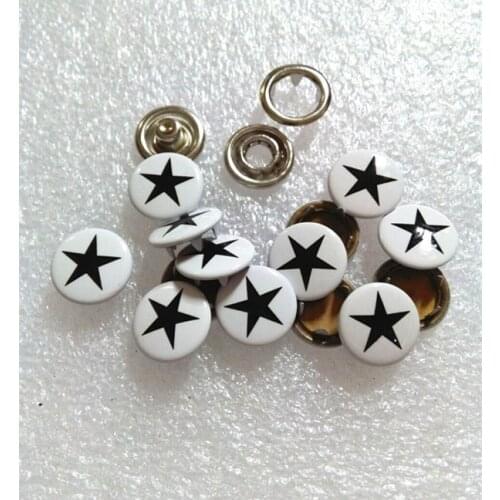 2016 Hot sale DIY CUSTOMIZED LOGO Star Print metal snap button 11mm cap press snap button fastener Print Custom