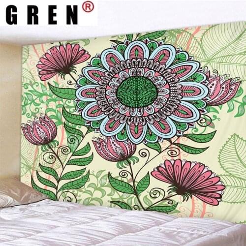 GREN Tapestry Flower Plant Wall Rugs Wall Hanging Rugs Mural Background Cloth Beach Towel Fabric Yoga Blanket Home Dorm Decor