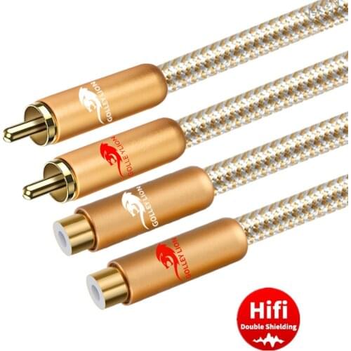 2 RCA male to 2 RCA female Audio Cable for Amplifier Speaker Hi-Fi Home Theater Stereo Audio System RCA Extension Cord