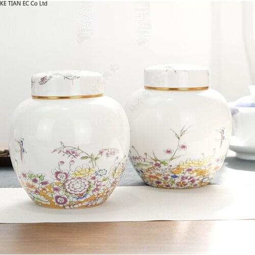 European Color Ceramic Tea Caddy Desktop Decoration Household Large Capacity Candy Tea Coffee Bean Storage Box Home Decoration