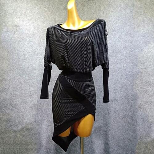 Latin Dance Dress Adult Women Long Sleeves Dress Slim Waist Dancing Practise Clothing Rumba/Charleston Dress Latin Dress VDB921