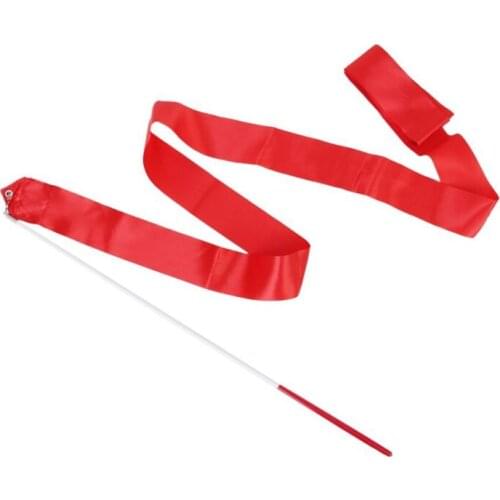 Dance Ribbon Rhythmic Gymnastics Streamer Rod Baton Twirling Party Chinese New Year - Red