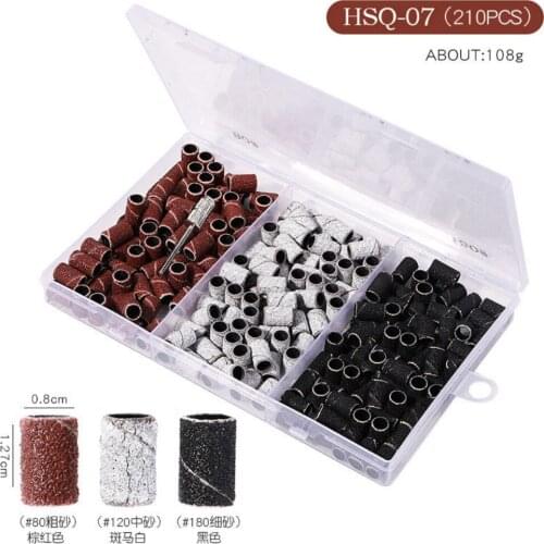 210pcs Sanding Bands for Nail Drill 3 Colors 80 120 180 Grit Efile Sanding Piece Set