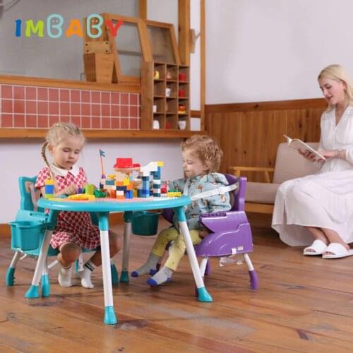 Multifunctional 3 in 1 Childrens dining chair learning & eat & building blocks games toys babys portable dining table chair 0-6