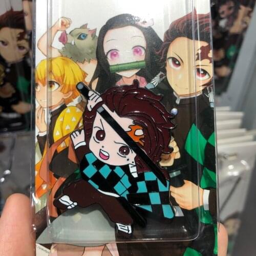 New Fashion Brooch Pin Demon Slayer Tanjirou Nezuko Inosuke Zenitsu figure doll Brooches Bag Lapel Pin Cartoon Jewelry Gift