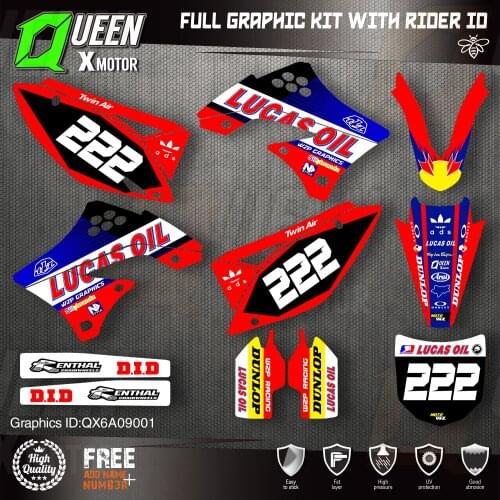 Queen X MOTOR Custom Team Graphics Decals Stickers Kit For Kawasaki Decal 2009 2010 2011 KXF 450 001