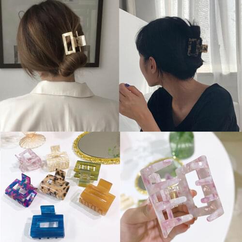 Ruoshui Woman Acetate Square Hairpins Leopard Solid Hair Crab Women Hair Clips Barrettes Hairgrip Hair Accessories Headwear