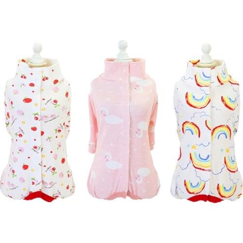 Cute Print Gril Dog Jumpsuit Pajamas for Small Dogs Warm Cotton Bitch Female Dog Clothes Yorkies Puppy Cat Overalls pijama perro