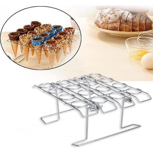Stainless Steel Ice Cream Cone Display Rack Stand Diy Ice Cream Cone Holders Baking Cake Cone Cupcake Cooling Tray Rack Holder