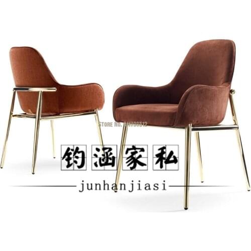 Light luxury dining chair Nordic stainless steel fabric net red chair simple household makeup chair soft decoration hotel club
