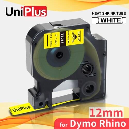 UniPlus 18056 Compatible DYMO Rhino Heat Shrink Tube Label Tapes 12mm Black on Yellow for Dymo Label Maker 4200 5000 5200 6000