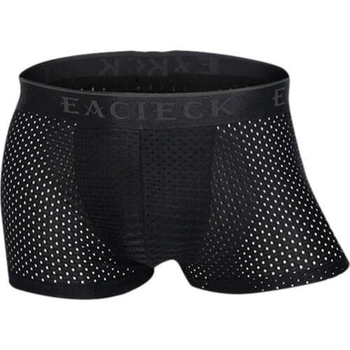 Ultra Thin Solid Color Breathable Mesh U Convex Boxers Briefs Men Underwear трусы мужские