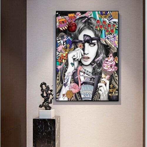 Street Graffiti Art Posters and Prints Woman Pictures HD Canvas Print Modern Painting Living Room Home Decoration Wall Painting