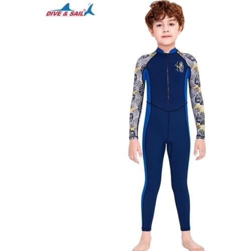 UPF 50+ Dive Skins Full Body Swimsuit Wetsuit Scuba Rash Guard One Piece for Kids, Long Sleeve Swimwear UV Sun Protection