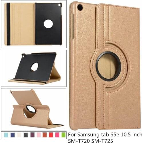 360 Rotaing litchi PU Leather Case for samsung Tab S5e 10.5 T720 2019 SM-T720 T725 Stand Tablet TPU Back Cover funda + film