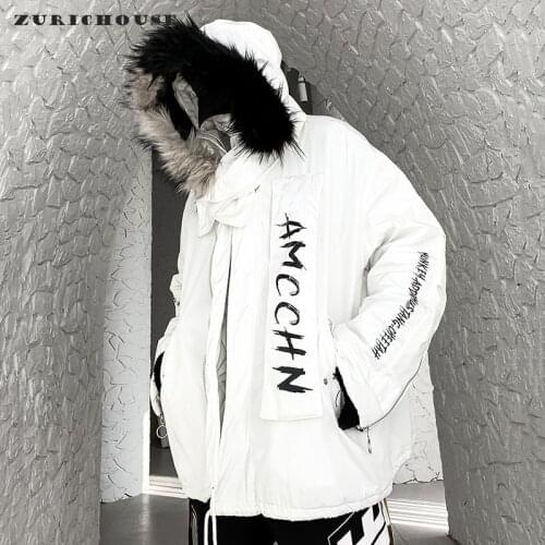 ZURICHOUSE Oversized Winter Jacket Women Hooded Fur Collar Parkas 2021 Hip-hop Fashion Couple Series Cotton-padded Coat