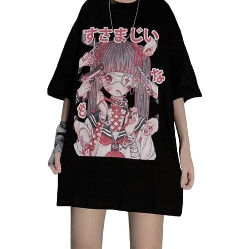 Summer Gothic Sexy Female Loose Women T-Shirt Punk Dark Grunge Streetwear Ladies Top Gothic Tees Harajuku Clot Hes 2021 NEW