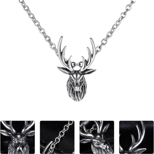 1pc Deer Necklace Neck Chain Titanium steel Sika Deer Styled Necklace for Gift Festival Man Woman