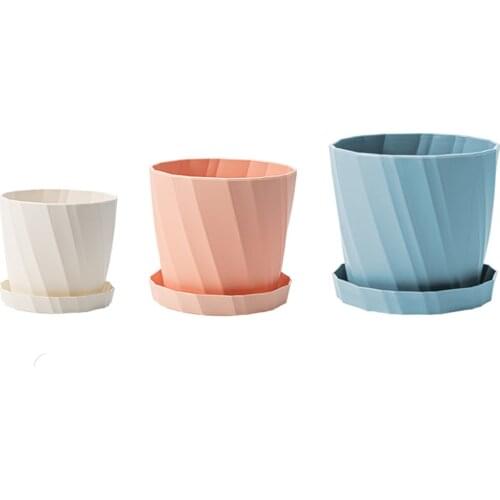 1 Pc Nordic Minimalist Desktop Resin Fleshy Thick Plastic Flower Pot Potted Ceramic White Pink Plue Suit