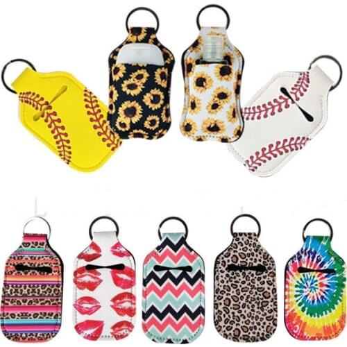 10set Neoprene Hand Keyring 30ML Sanitizer Bottle Holder Keychain Bags Key Rings Hand Soap Bottle Holder(Including bottle)