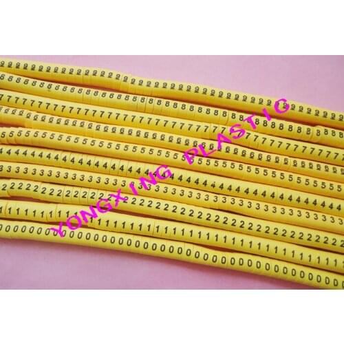 100pcs/box EC-0 1.0mm2 0-7 different number cable marker yellow color