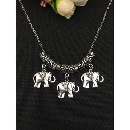 2018/Fashion hot models three elephant alloy pendant necklaces, men and women necklace jewelry