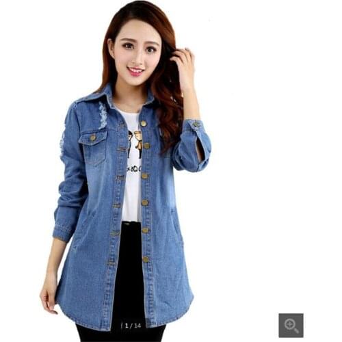 2018 Women fashion clothes Thin Denim jacket for womens plus size womens autumn jacket and coats South Korean style Cotton K3862
