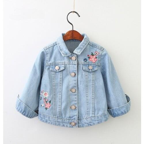 2020 new arrival children clothing girls spring coat outwear Kids casual embroidery floral denim jacket for girls 3-8 years