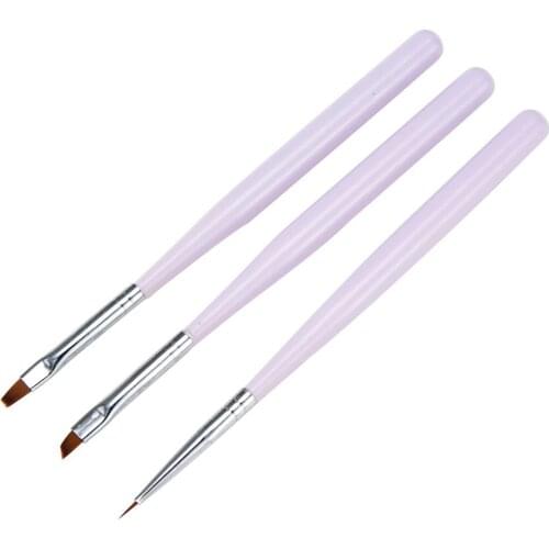 3Pcs/pack Purple Acrylic Pen Kit Dotting Design Varnishes Manicure Tools Nail Art UV Gel Polish Painting Drawing Liner Brush