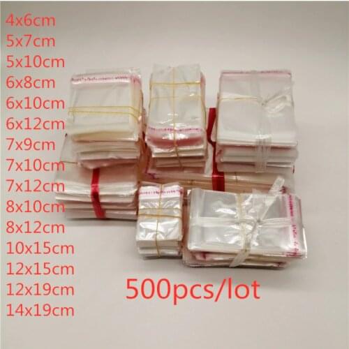 500pcs Transparent Self Adhesive Seal Plastic Bags Jewelry Packaging Bags OPP Poly Self Sealing Clear Cellophane Bag Jewelry Bag