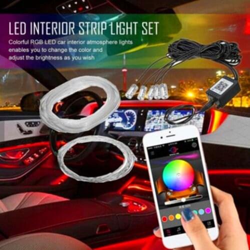 Car Interior Accessories Atmosphere Lamp EL Noen Light Strip App Sound Control LED Strip DIY Dashboard Console Decorative Lamp