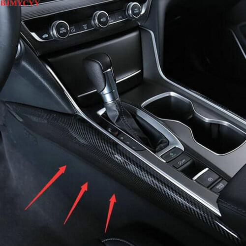 BJMYCYY 2PCS/SET Carbon fiber decorative patches on both sides of the car central control panel For Honda Accord 10th 2018 2019